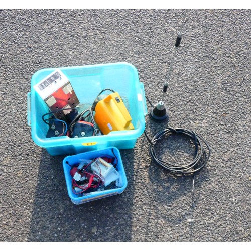 8 - A black plastic tool box containing a selection of hand tools, a Black and Decker BL24V 240v cordles... 