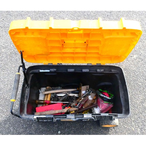 41 - A JCB portable tool box containing a selection of hand tools to include a Powewrfix crimping plier s... 