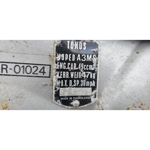 307 - 1988 Tomos 49cc, project. Registration number E440 YNE. Frame number 616430. Engine number not found... 