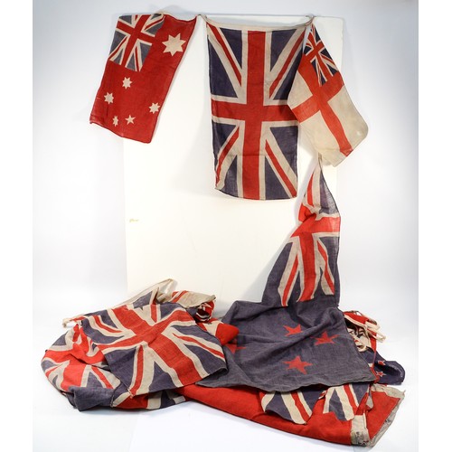 Early 20th century bunting flags, combined length of 10m of various ...