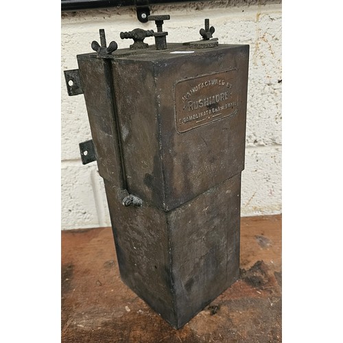 A rare Rushmore brass running board acetylene generator, c.1910, 13" high