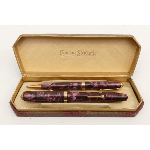 Conway Stewart, a pink mottled fountain pen, with 14ct nib and