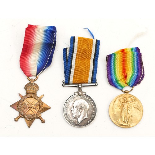 651 - WWI trio of the 1914-1915 Star, War and Victory medals, presented to D. A. 8394. W. J. Flintham. D.H... 