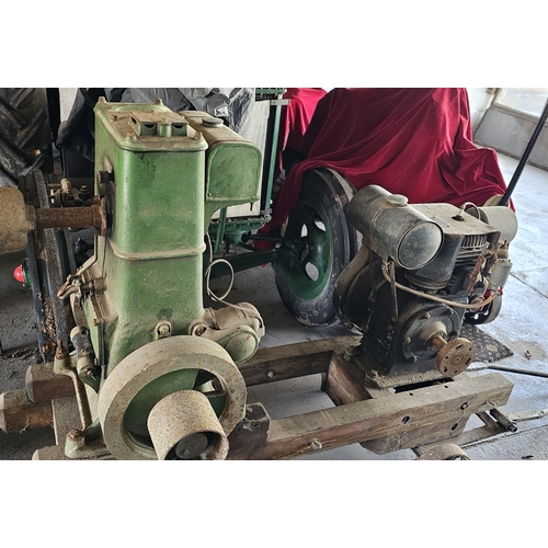 A Bamfords and Douglas stationary engine combination, mounted on a trolley