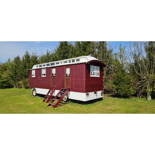 180 - Showman's Caravan, c.1950/60, typical three bay layout with adult bedroom to the front, with bed and... 