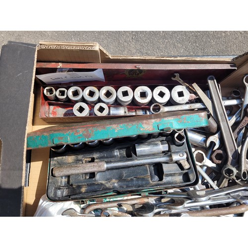 An assortment of spanners and sockets, to include, Tipco Whitworth sockets.