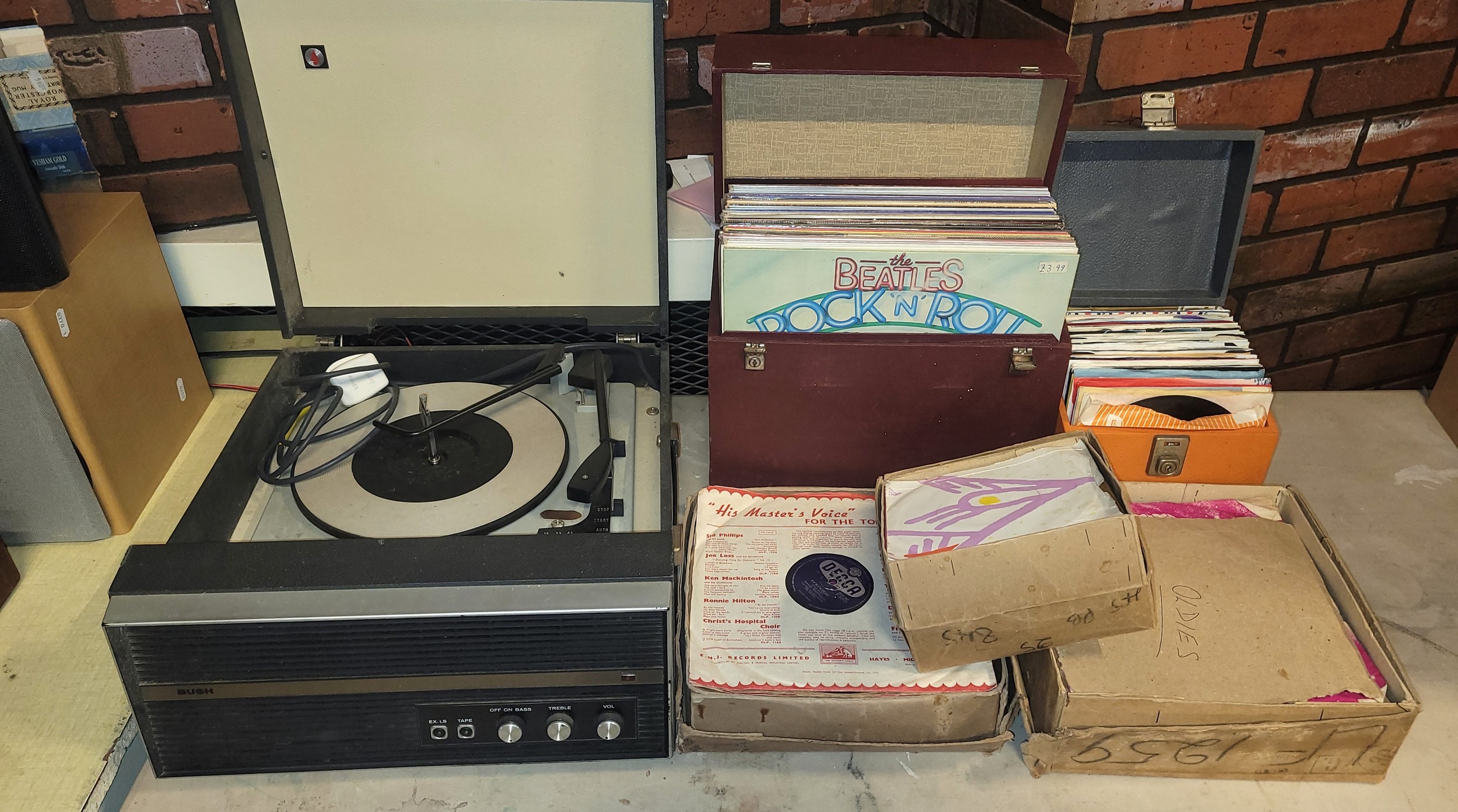 A 1960s Bush portable record player, together with a selection over ...