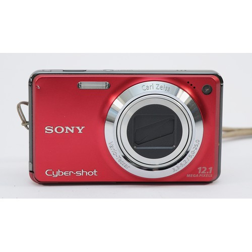 A Sony Cybershot DSC-W270 digital camera, in red.