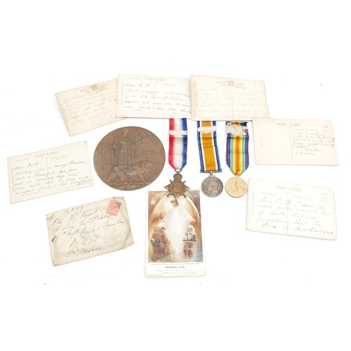 WWI Death plaque, together with the trio of the 1914-1915 Star, War and Victory medals, presented to G-14079 PTE. William Edward Royal, Royal Fusiliers and together with a small collection of postcards.