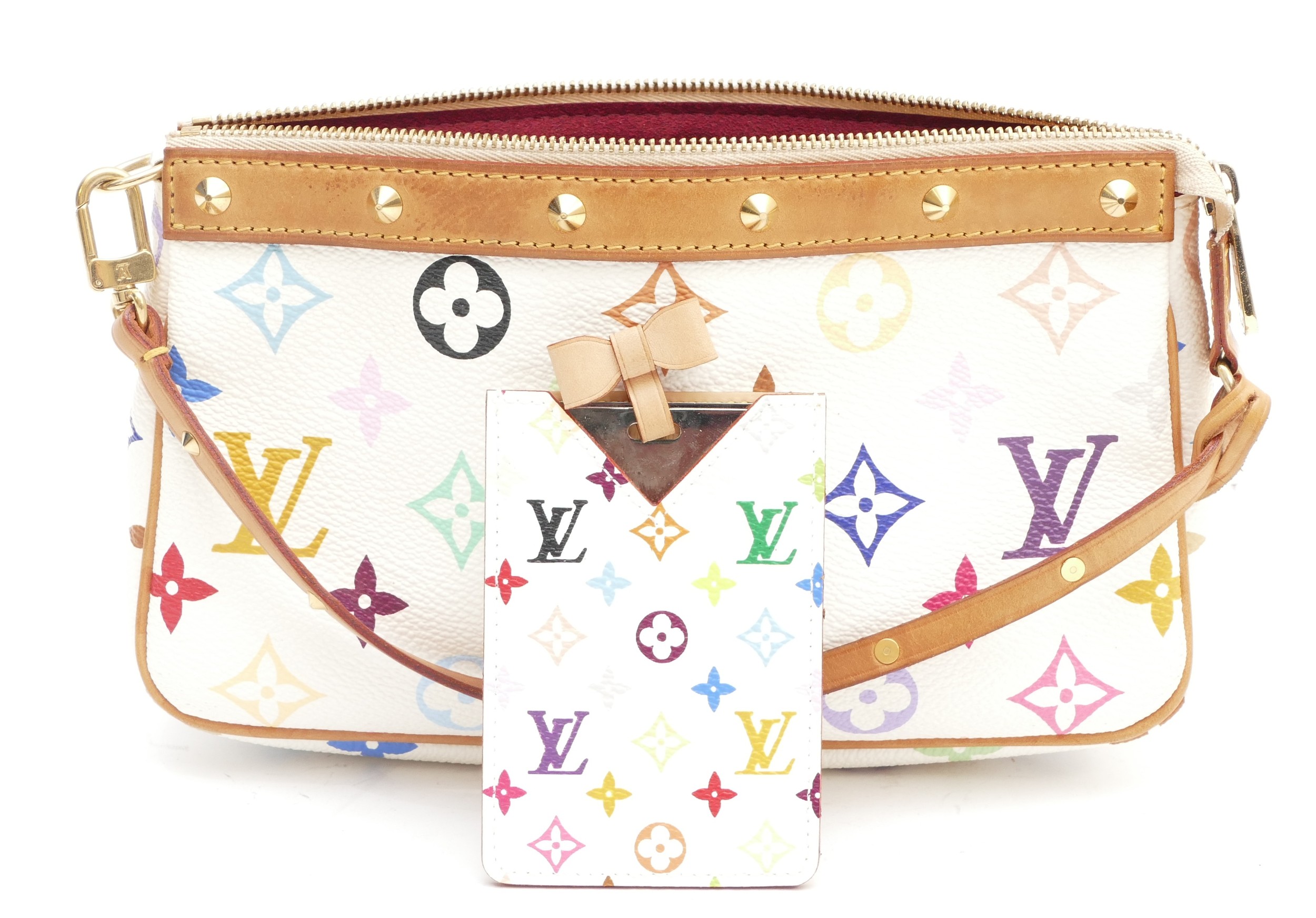 Louis Vuitton, White multi monogram 'Murakami' pochette and