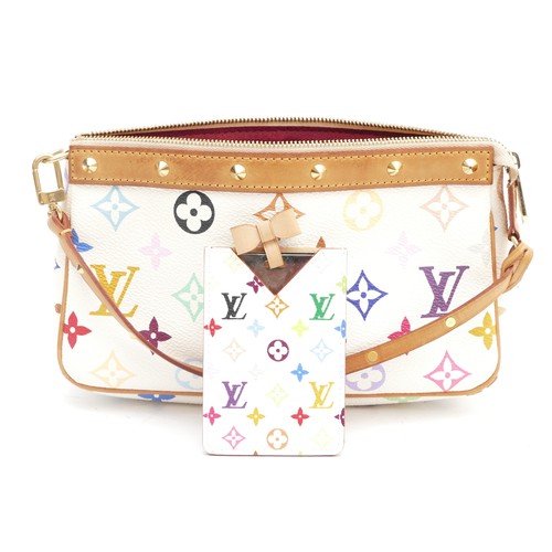 Louis Vuitton, White multi monogram 'Murakami' pochette and