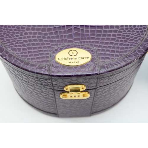 Christian Lacroix 小物入れ 紫 金 Christophe Claire Geneve, A horseshoe shaped purple croc effect