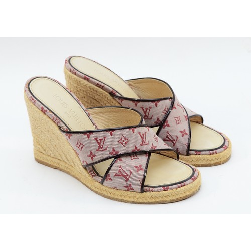 Louis Vuitton Isola/Helios pink monogram and rope wedge mule, heel 4 ...