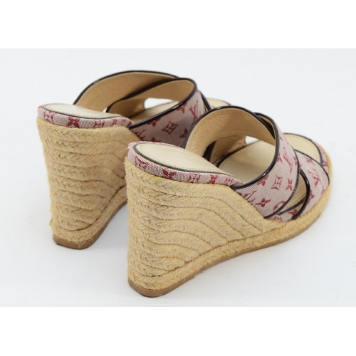 Louis Vuitton Isola/Helios pink monogram and rope wedge mule, heel 4 ...