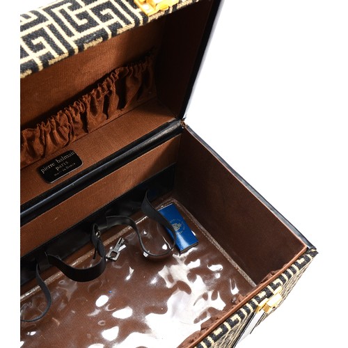 Pierre Balmain - travel vanity case, black leather and black woven