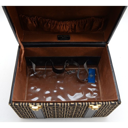 Pierre Balmain - travel vanity case, black leather and black woven