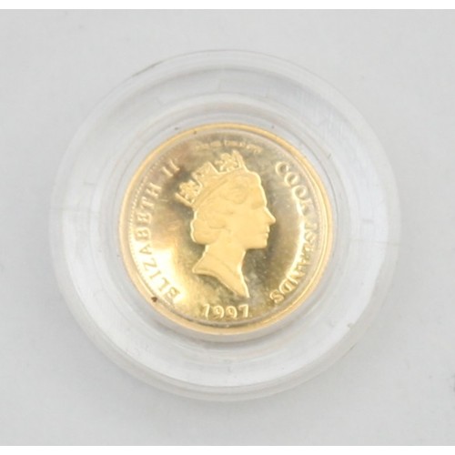 Queen Elizabeth II proof Cook Islands 5 dollar, 1997, case