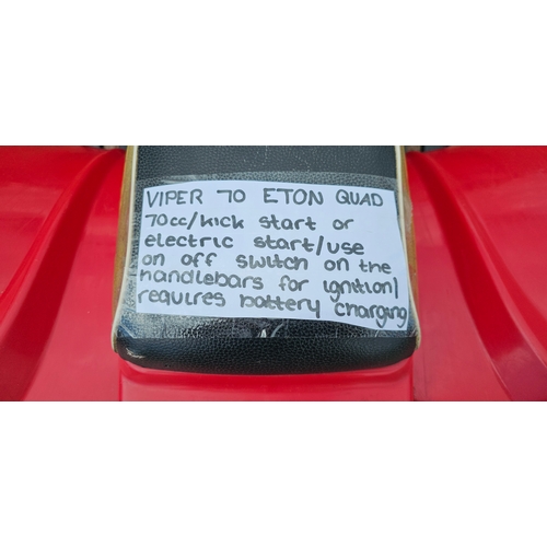 290 - E-ton Viper 70 Quad bike, electric or kick start, unused for several years it will require a new bat... 