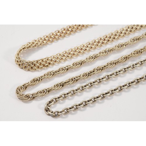 Two 925 silver chains, 46cm and 51cm, with a silver belcher link chain ...