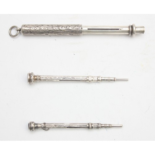 その他 2 SET Antique Silver Propelling Pencils Three silver propelling pencils, Chester 1899, Birmingham 1897