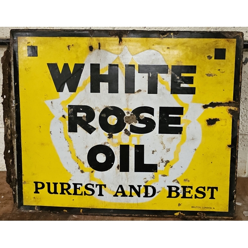 36 - WHITE ROSE OIL, a double sided vitreous enamel advertising sign, by Bruton London, 45.5 x 56cm.