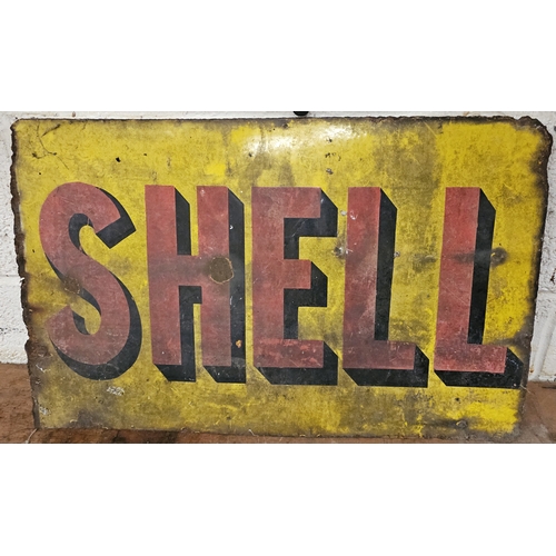 37 - SHELL, a double sided vitreous enamel advertising sign, lacking flange, 38 x 68.5cm
