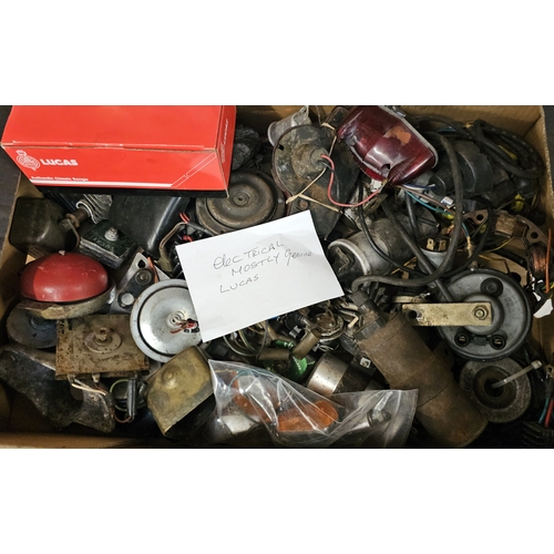 122 - A quantity of mainly Lucas electrical spares, not including the red box