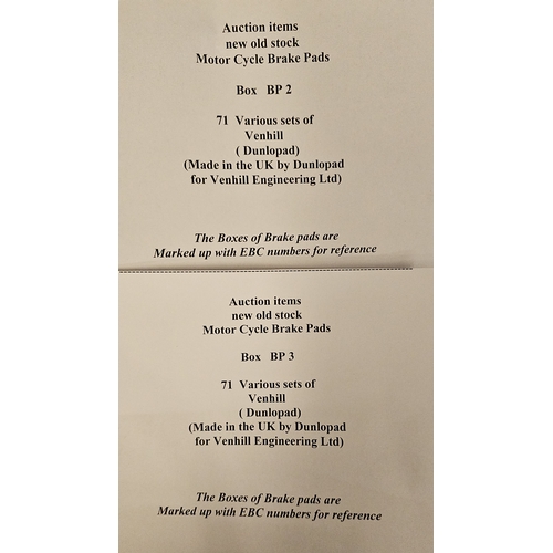 135 - Two crates of motorcycle brake shoes, see list