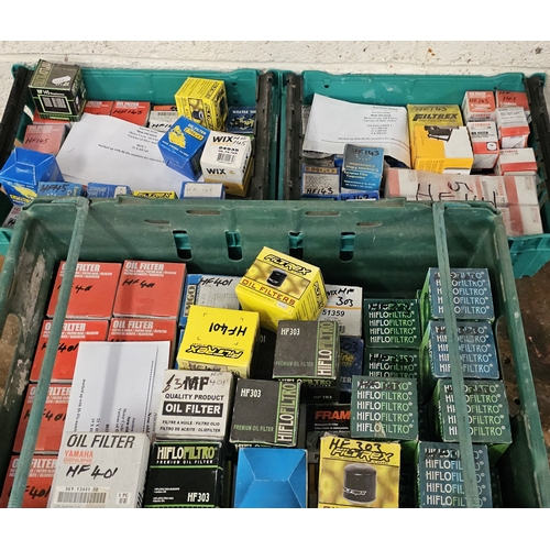 140 - Three crates of motorcycle oil filters, see list