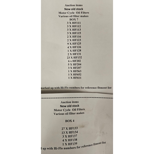 141 - Two crates of motorcycle oil filters, see list