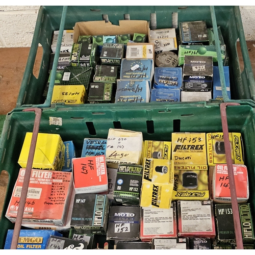 142 - Two crates of motorcycle oil filters, see list