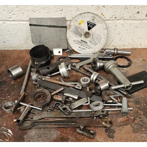 146 - A collection of Velocette Venom tools, bought and hand made, together with an EasyTurn disc