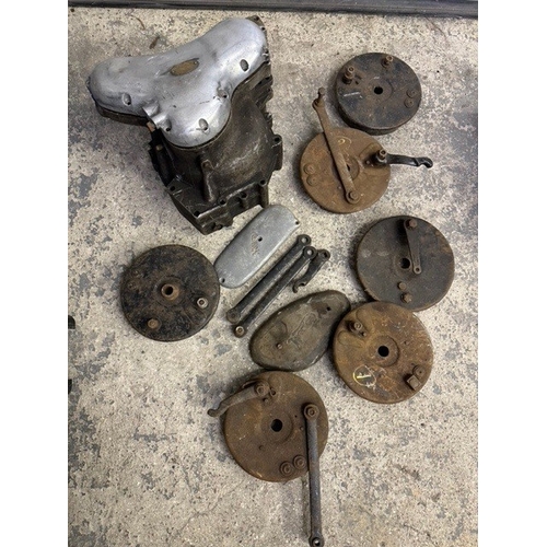 156 - A collection of Norton motorcycle parts , to include a pair of crankcases and cover, serial number 4... 