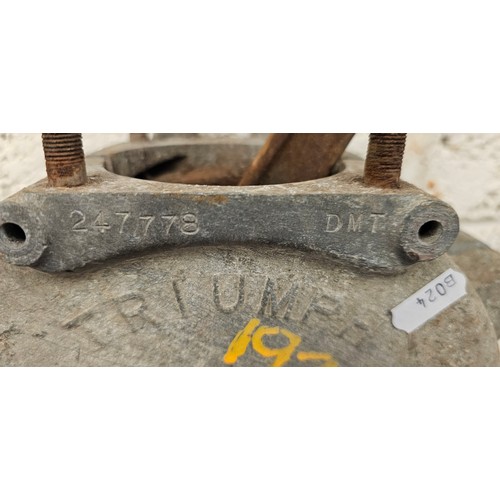 174 - A pair of 1927 Triumph crankcases with flywheel and con rod, stamped 247778 DMT