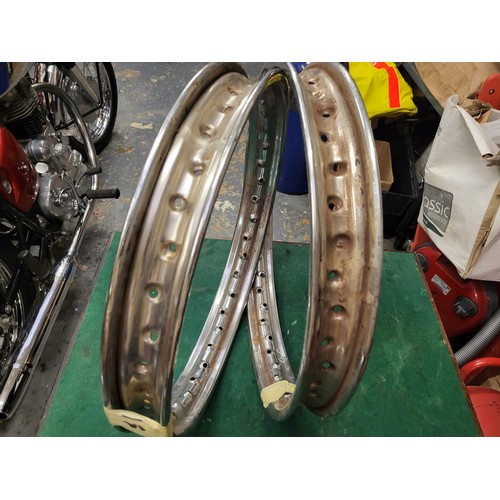 180 - A pair of motorcycle wheels, possibly NSU, together with another pair (4)