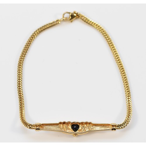 11 - A 9ct gold sapphire and diamond bracelet, 18cm, 4.8g