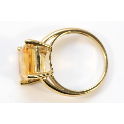 29 - A QVC 9ct gold citrine cocktail ring, 10mm x 10mm citrine, M, 3.6g