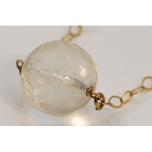 40 - A 9ct gold clear bead necklace, 3.4g