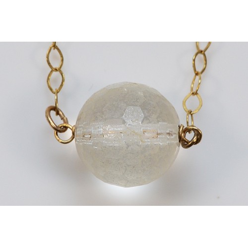 40 - A 9ct gold clear bead necklace, 3.4g