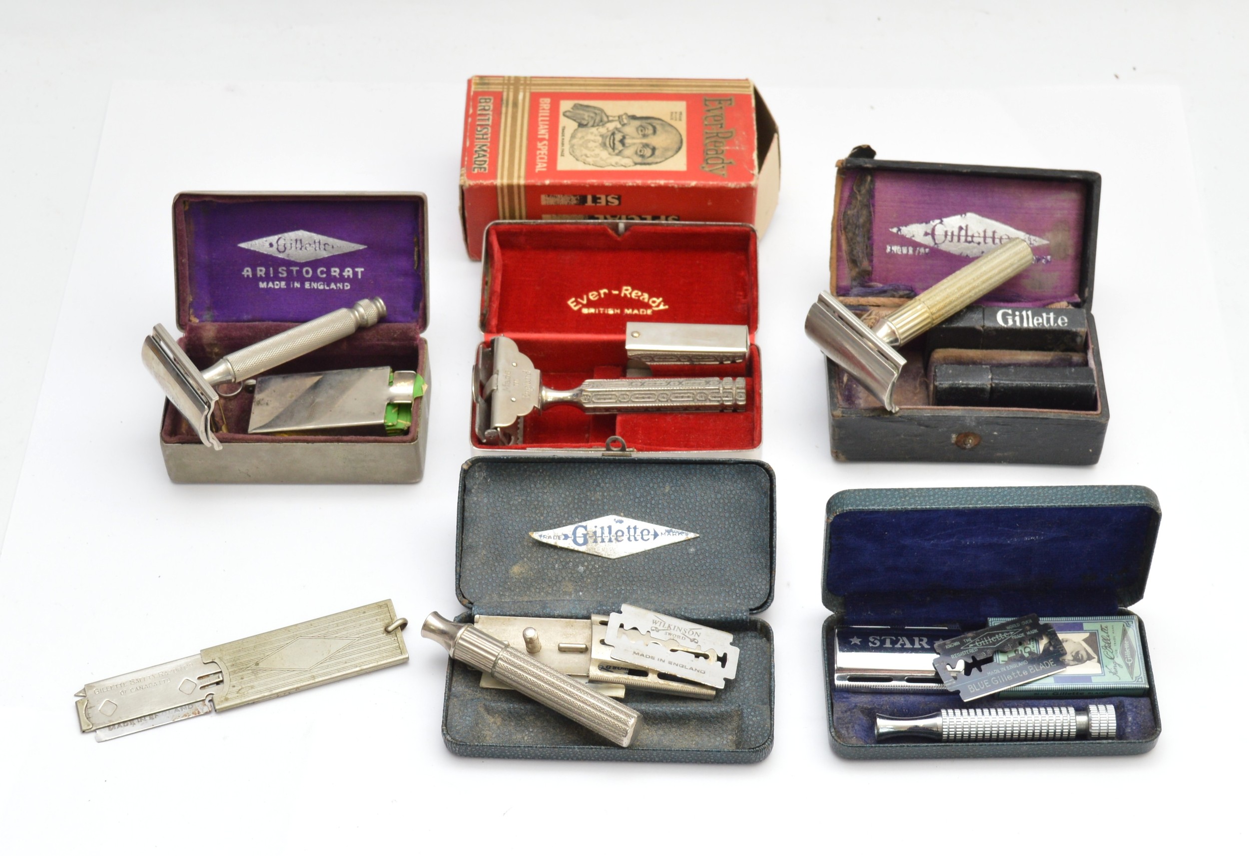 Five cased razor sets, to include, an Ever-Ready Brilliant Special ...