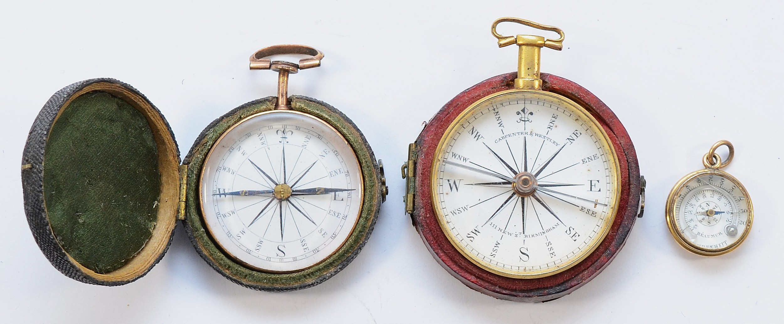 A Victorian brass pocket compass, c.1840, by Carpenter & Westley, 111 ...