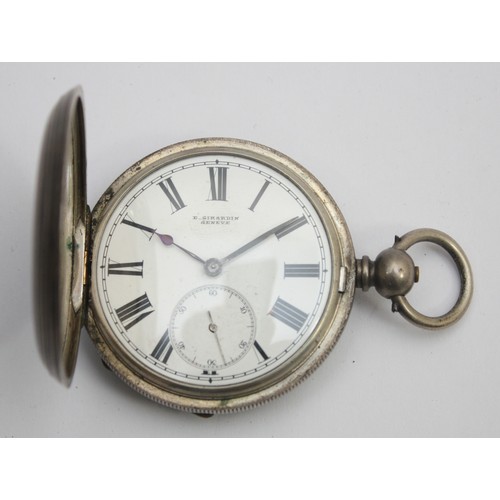 A Fine Silver key wind full hunter pocket watch, white enamel dial.
Working when catalogued