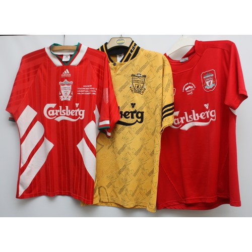 180 - Ten Liverpool FC replica football shirts, to include, the 2003-04 away shirt, the Champions of Europ... 