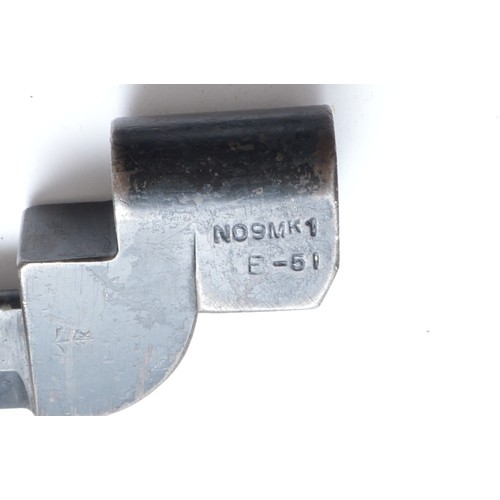 299 - A British No. 9 MKI E-51 bayonet, with scabbard, together with a spike bayonet, patented '65' and a ... 