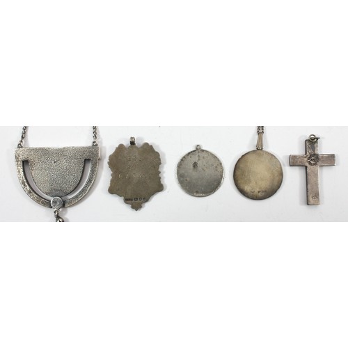 12 - Twelve silver pendants, to include gemset and locket examples, 86g