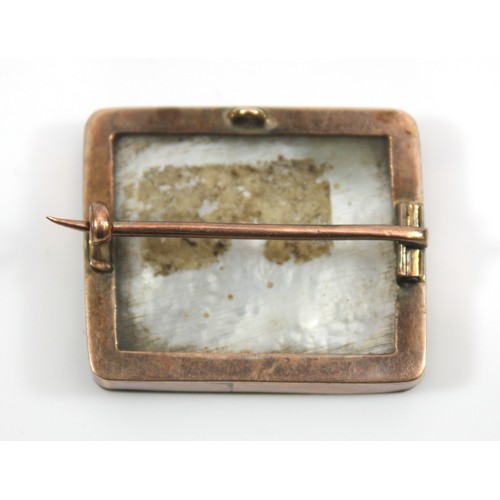 48 - An early 19th century portrait on mother of pearl brooch, 27 x 22mm, 7gm