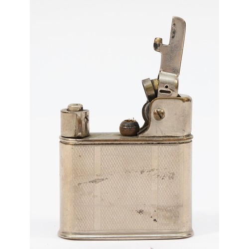 1950s cigarette lighter A 1950s Zunder 1000 pocket cigarette lighter, nickel plated case with  engine turned decoration, semi