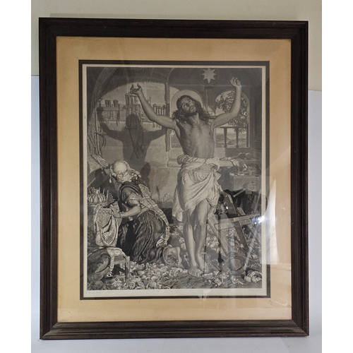 After William Holman Hunt (1827-1910). The Shadow of Death, 1878, uncoloured mezzotint and mixed method engraving by Frederick Stacpoole (1813-1907) after William Holman Hunt, on pale cream India wove paper, published May 30th 1878 by Thomas Agnew & Sons, signed in pencil (to lower margin) by both artist and engraver, 'Printsellers Association' blindstamp to lower left, 75 x 60cm.