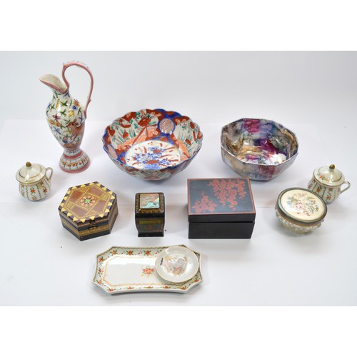 61 - Three boxes of miscellaneous ceramics, to include a set of Royal Albert Country Roses salt and peppe... 