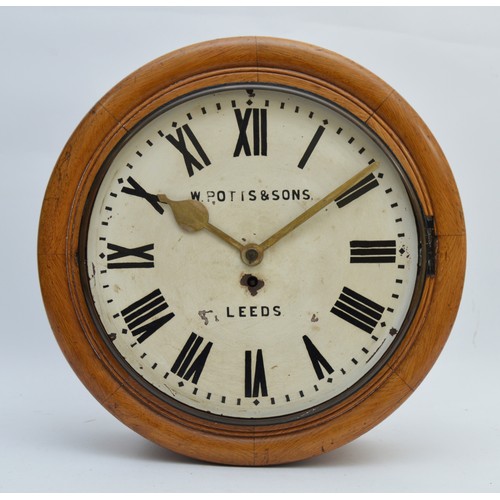 A 19th century oak fusee wall clock, the 14 inch dial painted with ...
